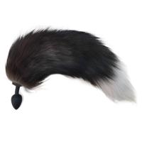 Силиконовая анальная втулка с бурым хвостиком из натурального меха Furry Fox 40 см, S