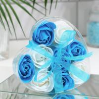 Мыльные розочки синие и белые (9 шт)