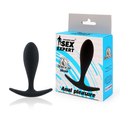Маленькая черная анальная пробка для ношения "Sex expert"