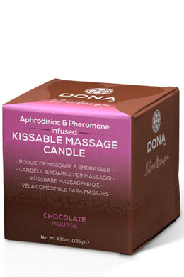 Вкусовая массажная свеча с феромонами и ароматом "Шоколадный мусс" DONA Kissable Massage Candle Chocolate Mousse (135 мл)