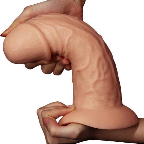 Большой изогнутый фаллос на присоске Lovetoy Realistic Curved Dildo 24 см