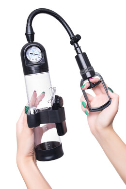 Вакуумная помпа для пениса с вибрацией и манометром Sexus Men Training Aksel