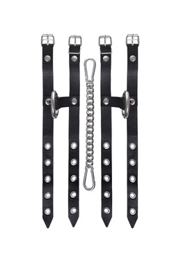 Оковы черные из натуральной кожи однослойные из двух ремешков Pecado
