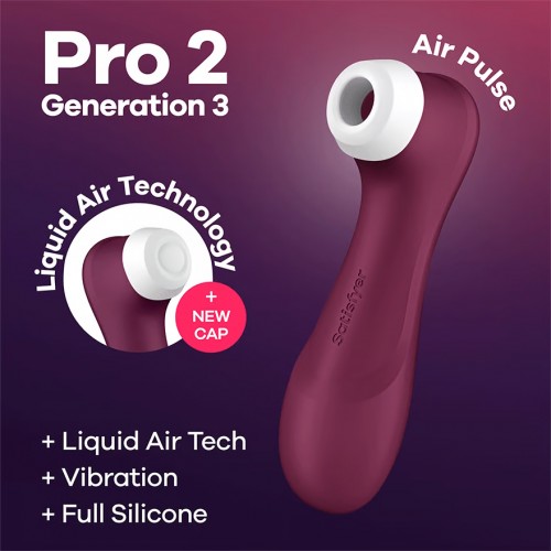 Вакуумно-волновой бесконтактный стимулятор бордовый Pro 2 Generation 3 Satisfyer
