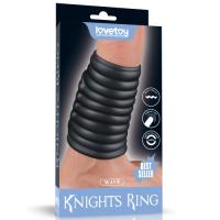 Рельефная вибронасадка на пенис Wave Knights Ring (Black)