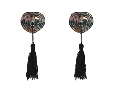 Пэстисы серебристые с чёрной кисточкой Burlesque Gipsy