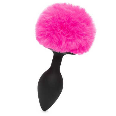 Анальная пробка силиконовая с розовым хвостиком Happy Rabbit, размер L