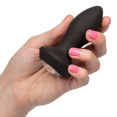 Перезаряжаемая черная анальная пробка с кристаллом и вибрацией Power Gem Vibrating Petite Crystal Probe