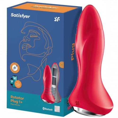 Анальный смарт-стимулятор с вибрацией и ротацией красный  Rotator Plug 1+ Satisfyer 