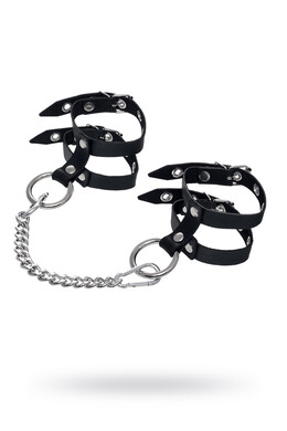 Оковы черные из натуральной кожи однослойные из двух ремешков Pecado