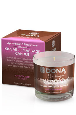 Вкусовая массажная свеча с феромонами и ароматом "Шоколадный мусс" DONA Kissable Massage Candle Chocolate Mousse (135 мл)