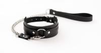 Ошейник из натуральной черной кожи с поводком Lady's Arsenal Black