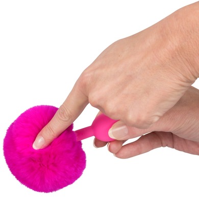 Розовая анальная пробка с хвостиком Bunny Tail Plug