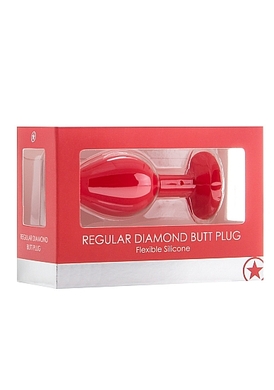 Красная анальная пробка с кристаллом Diamond Butt Plug Medium