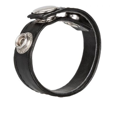 Черное кожаное эрекционное кольцо Leather 3-Snap Ring