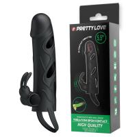 Насадка на пенис с кольцом для мошонки и вибрацией Pretty Love 