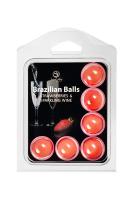 Массажное масло с ароматом клубники и шампанского Secret Play Brazilian Balls (6х4 г)