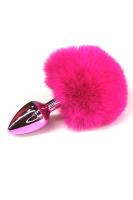 Розовая анальная пробка с розовым заячьим хвостиком (Small)