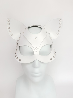 Маска кошечки из натуральной кожи с люверсами белая Erotoys Fetish line, Ero-93w