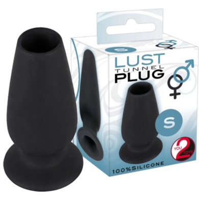 Анальный туннель чёрный Lust Tunnel Plug, размер S