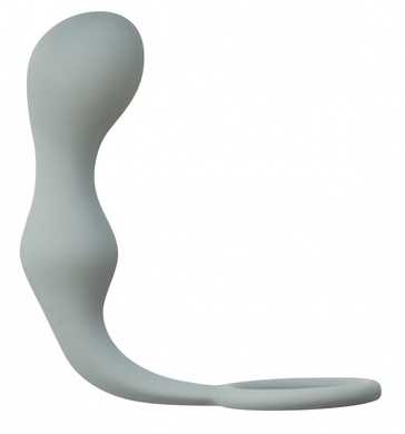 Эрекционное кольцо с анальной пробкой серое Double Pleasure Anal Plug