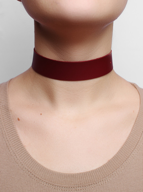 Бордовый чокер из натуральной кожи Erotoys Fetish line, Ero-21b