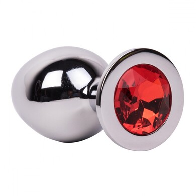 Большая тяжелая анальная пробка из стали с кристаллом Red Flame