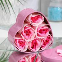 Мыльные розочки розовые трёхцветные (6 шт)
