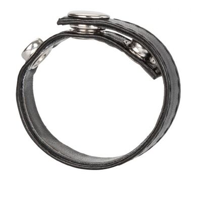 Черное кожаное эрекционное кольцо Leather 3-Snap Ring