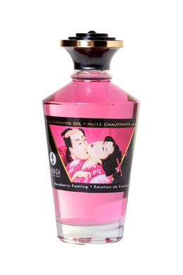 Съедобное разогревающее массажное масло со вкусом малины Shunga Raspberry Feeling (100 мл)