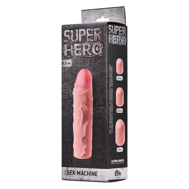 Насадка для увеличения члена реалистичная Super Hero Sex Machine 15,5 см