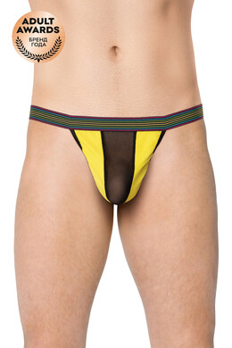 Мужские стринги со вставкой из сетки желтые SoftLine Collection, S/L