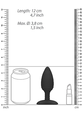 Перезаряжаемая черная анальная пробка с вибрацией и функцией нагрева Glow