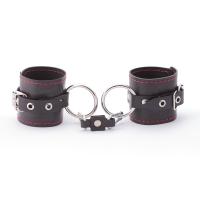 Однослойные наручники из натуральной кожи с контрастной строчкой