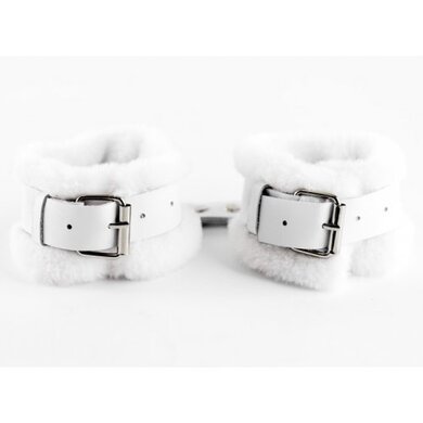 Поножи кожаные с нежным мехом белые