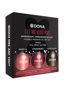 Подарочный набор вкусовых массажных масел с феромонами DONA