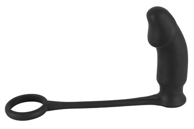 Кольцо для пениса c вибровтулкой Black Velvets Ring & plug with vibration