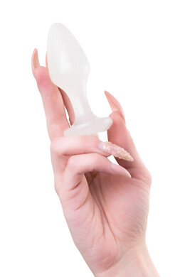 Анальная пробка акриловая белая, размер M