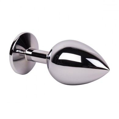 Большая тяжелая анальная пробка из стали с кристаллом Red Flame