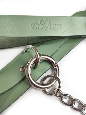 Ошейник с поводком из натуральной кожи мятный Erotoys Fetish line, Ero-122gr
