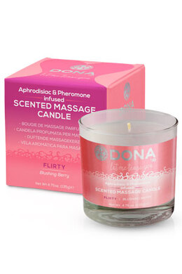 Массажная свеча с феромонами и афродизиаками "Флирт" DONA Scented Massage Candle Flirty Aroma: Blushing Berry (135 мл)