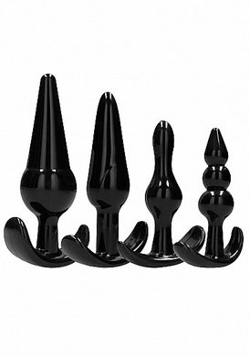 Набор черных анальных пробок для ношения No. 80 4-Piece Butt Plug Set