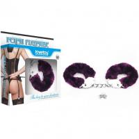 Фиолетовые металлические наручники с мехом Fetish Pleasure