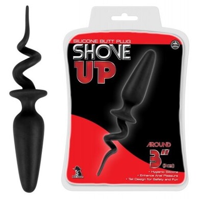 Анальная пробка с изогнутым хвостиком-штопором Shove Up Tail Plug