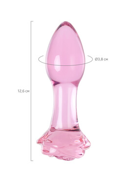 Анальная втулка из стекла розовая Sexus Glass со стоппером в виде цветка