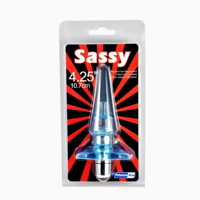 Втулка анальная вибро Sassy голубая