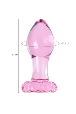Стеклянная анальная втулка розовая Sexus Glass со стоппером в виде цветка