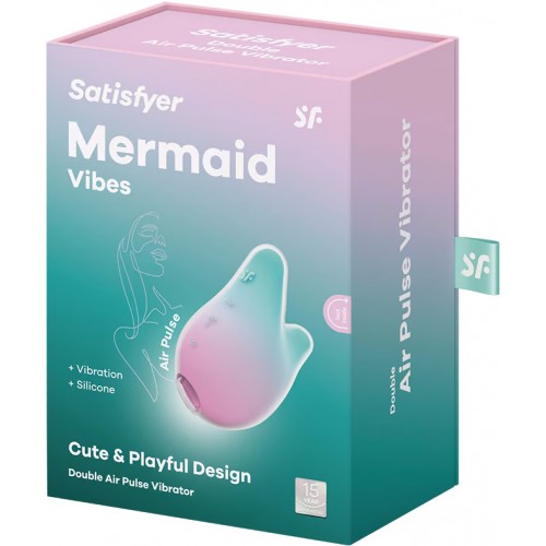 Вакуумно-волновой стимулятор с вибрацией мятно-розовый Mermaid Vibes Satisfyer 