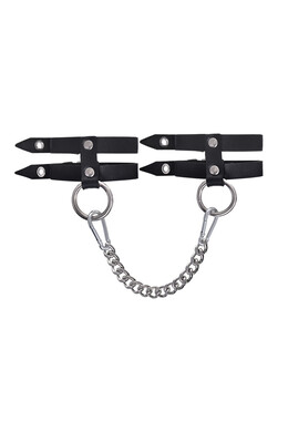 Оковы черные из натуральной кожи однослойные из двух ремешков Pecado