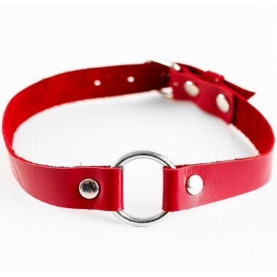 Элегантный чокер из натуральной кожи красного цвета